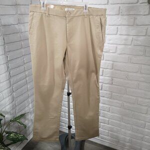 NWT Denver Hayes Men's Size 38/32 Tan Straight Flat Front Flextech 360 Khakis